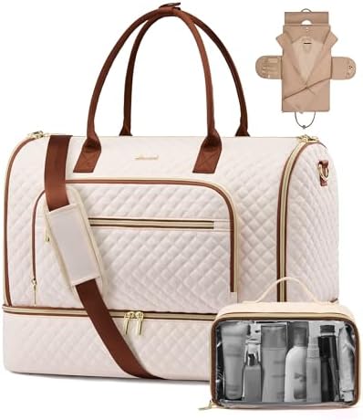 LOVEVOOK Convertible Travel Duffle Bag for Women Men, Garment Bag for Travel, Quilted Overnight Weekender Carry On Duffel Bags for Airplane, Suit Bags for Trip, Business