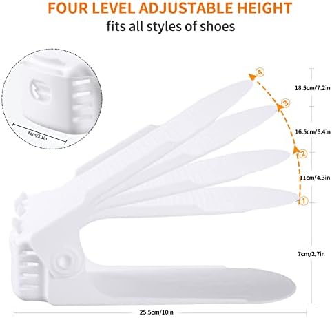 Antigo Shoe Slot Organizer 20 Pack - Adjustable Shoe Stacker for Closet Storage, Space Savers 50%, Double Layer Stackable Shoe Holder Rack for Sneakers Heels and Flat(White)
