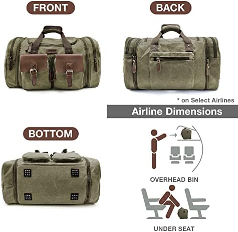 Wildroad Canvas Duffle Bag - 50L Expandable Weekender Overnight Travel Bag