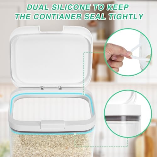 11 Lbs Rice Storage Container 5.8Qt Flour Sugar Containers with Flip-up Lid