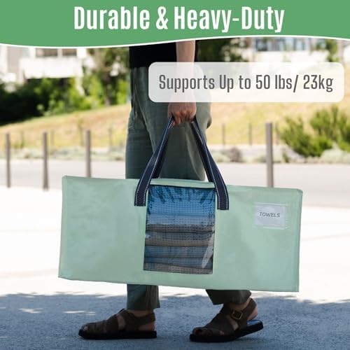 VENO Heavy Duty Moving Bags, Storage Bags, Clear Window, Light Green,4 Pack