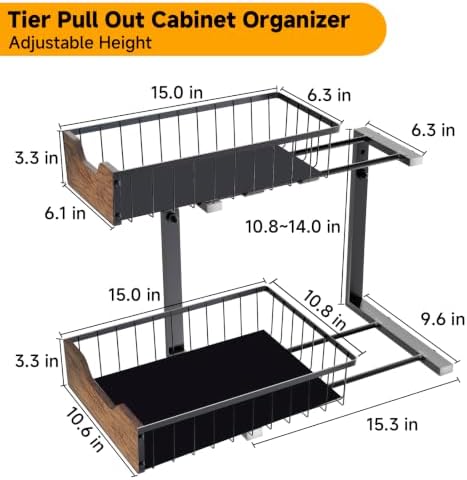Pull Out Cabinet Organizer 2 Tier Metal Under Sink Organier