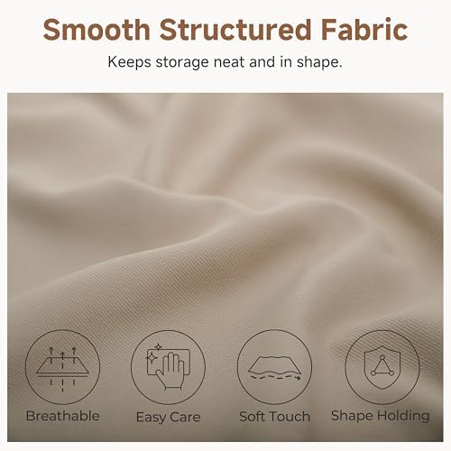 StorageWorks Closet Storage Bins, Light Brown, Large, 3-Pack | Closet Organizer Storage Baskets, Fabric Storage Bins for Shelves, Closet Organization, Organizer Bins