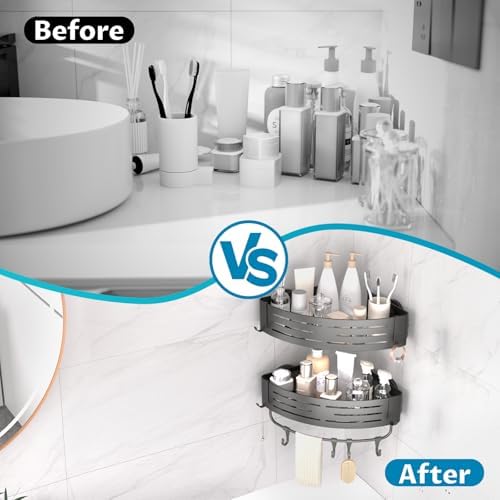 Onemake Corner Shower Caddy with Suction Cups, 1-Pack Shelf for Bathroom