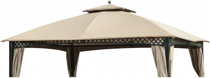 Garden Winds Durable 350 Replacement Canopy Top Compatible with Windsor Dome 10’ x 12’ Gazebo Models L-GZ717PST-C, A111001701 - Beige