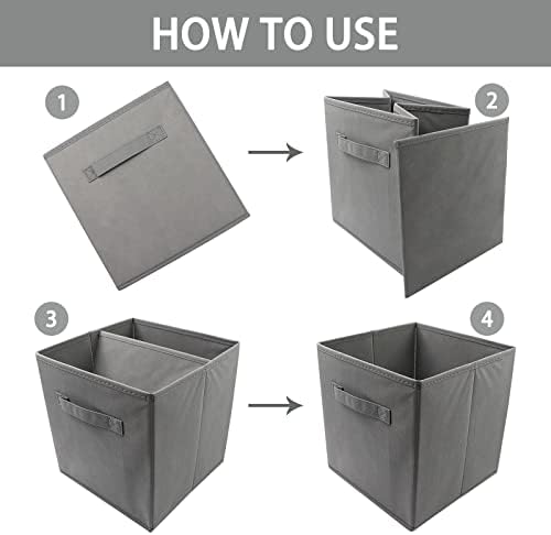 EBIGIC storage bins collapsible storage bins，cube storage organizer （Pack of 3） 10.5*10.5*11inch，For home and office Collapsible Closet Shelf Organizers, Drawer Organizers(Grey)
