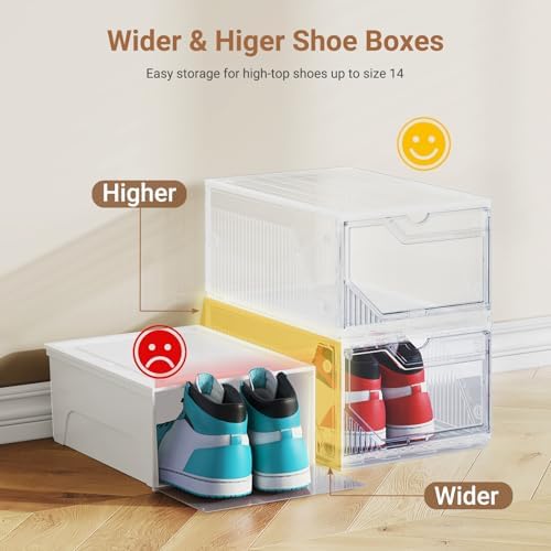 BROVIEW XX-Large Shoe Sneaker Storage Boxes for Size 14, 1 Pack Shoe Boxes