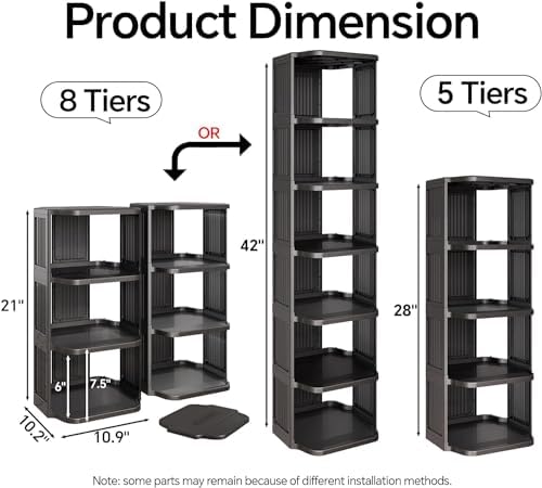 Shoe Racks for Closet, 5 Tiers Stackable Shoe Rack for Front Door Entrance Free Standing Plastic Shoe Stand Narrow Tall Vertical Shoe Rack, Closet Shoe Organizer for Small Spaces Shoe Storage