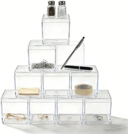 KissYou Acrylic Box with Lid Clear Candy Boxes Acrylic Square Cube 12 Pieces Display Box Transparent Jewelry Storage Box Graduation Party Decorative Boxes