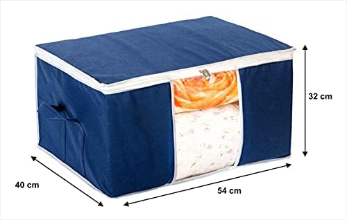 Kuber Industries Underbed Clothes Blankets Storage Bag With Tranasparent Window (Navy Blue)-HS_38_KUBMART21706