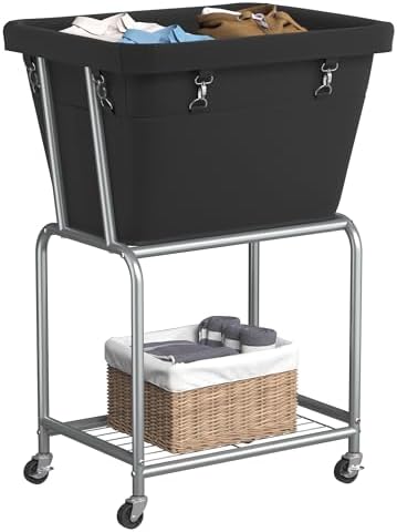 ELYKEN Rolling Laundry Hamper with Wheels, Removable Bag, Laundry Cart