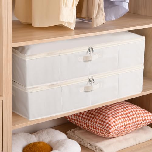 Underbed Storage Organizers,Beige,3 Pack,31.5x15.7x5.9 Inch