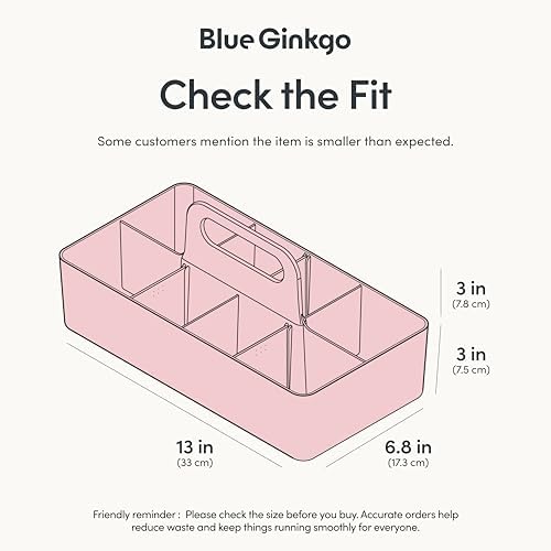 BLUE GINKGO Stackable Organizer Caddy, Long, Pink, Made in Korea