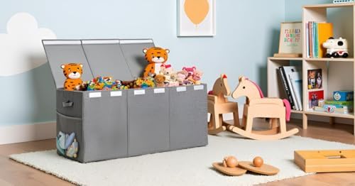 Kids Toy Box Chest with Lid - Extra Large 40 x16 x14'', Grey