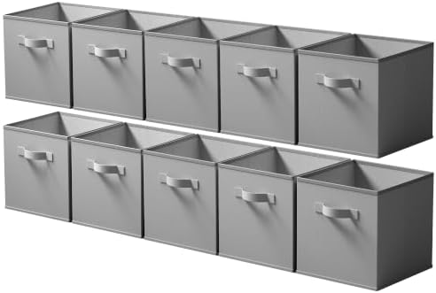 Cupic Cupid 10-Pack 11x11 Cube Storage Bins, Collapsible Storage Cubes, Gray
