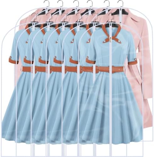 Clear Garment Bags Clothes Covers for Closet Storage (set of 12) Closet Cover for Open Closet Hanging Clothes Travel Bag Clothes Bags with Zipper Gown Garment Bag for Long Dresses