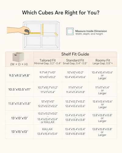 Cube Storage Bins | 11.8"x11.8"x11.8", Beige, 6 Pack