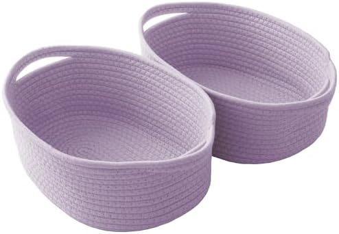 JMvicyroam Small Woven Basket, Empty Gift Basket, Purple/2 Pack