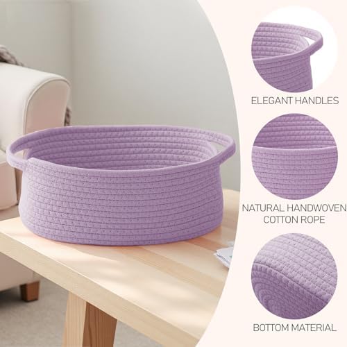 JMvicyroam Small Woven Basket, Empty Gift Basket, Purple/2 Pack
