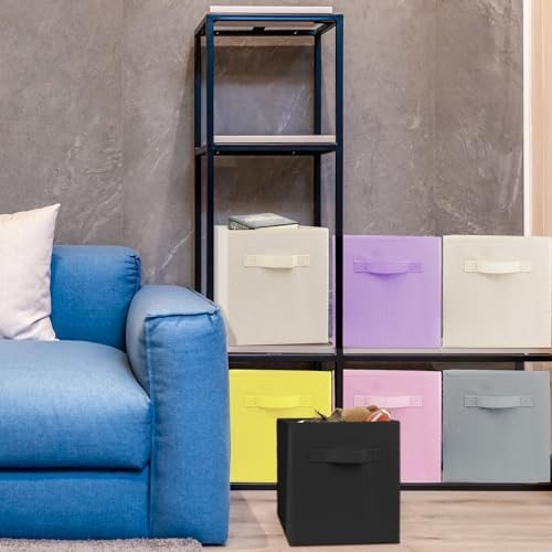 3 Pcs Storage Cubes, 10.5 Inch Collapsible Storage Bins, Fabric Foldable Bins for Organization, Durable Storage Bins for Closet, Shelves, Offices (Light Purple)