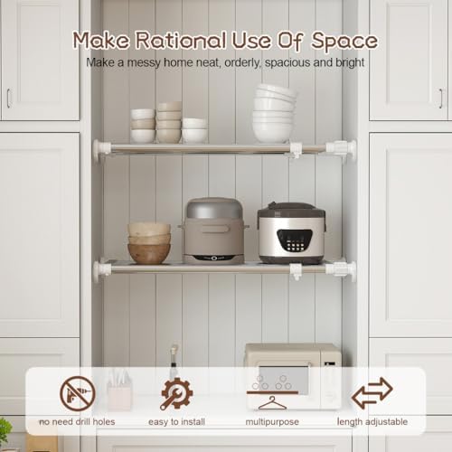 Hershii Metal Tension Shelf Expandable Shelf Rod Tension Closet Shelf