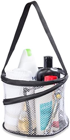 Handy Laundry Mesh Shower Caddy – Portable Hanging Organizer with Handle, Quick Dry, Large Compartments, Foldable Tote for Dorm Room, College, Gym, Travel, Bathroom Essentials, Black