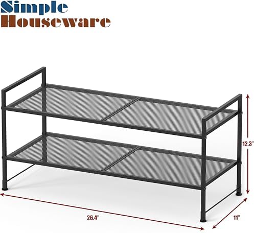 Simple Houseware 2-Tier Stackable Mesh Shoe Rack, Black