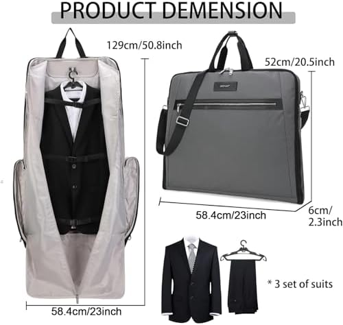 BESMART Garment Bags for Travel, 51" Large Suit Bag for Business Trips
