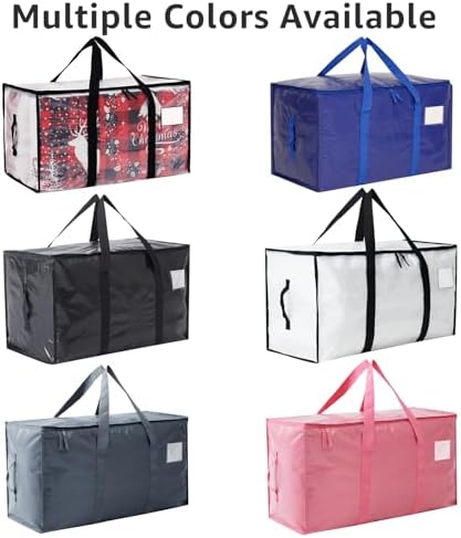 Moving Bags Heavy Duty Extra Large, Moving Boxes, Moving Supplies Essentials, Blue Storage Bins with Lids, Plastic Packing Totes, Storage Bags for Clothes with Handles & Zippers(White, 4 Pack)