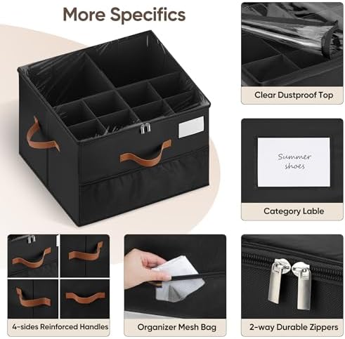 Shoe Organizer for Closet, Adjustable Storage Box Holds 32 Pairs