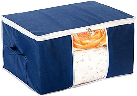 Kuber Industries Underbed Clothes Blankets Storage Bag With Tranasparent Window- Pack of 2 (Navy Blue)-HS_38_KUBMART21708