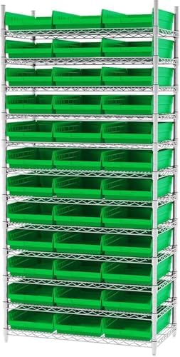 Akro-Mils 30178 Heavy Duty Plastic Shelf Bins, 18"x 11"x 4", Green, 12-Pk