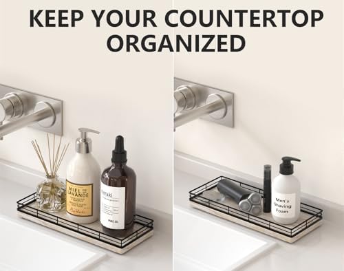 Bathroom Tray for Counter Top Organizer, Ash Wood Vanity Tray (Pack of 2)