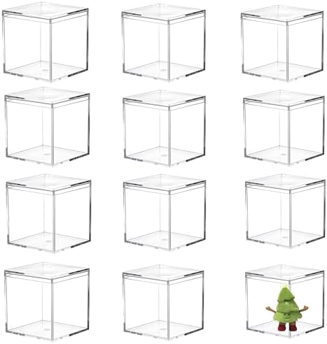 KissYou Acrylic Box Clear Storage Box with Lid, Plastic Square Cube for Display Birthday Graduation Wedding Party Decoration Box