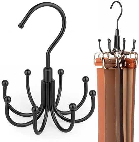 ZEDODIER 2 Pack Belt Hangers for Closet, Rotating Belt Organizer, 16 Hooks