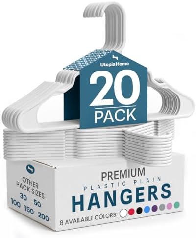 Utopia Home Plastic Hangers 20 Pack – Space Saving Clothes Hanger White