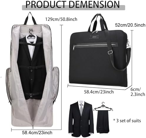 BESMART Garment Bags for Travel, 51" Large Suit Bag for Business Trips
