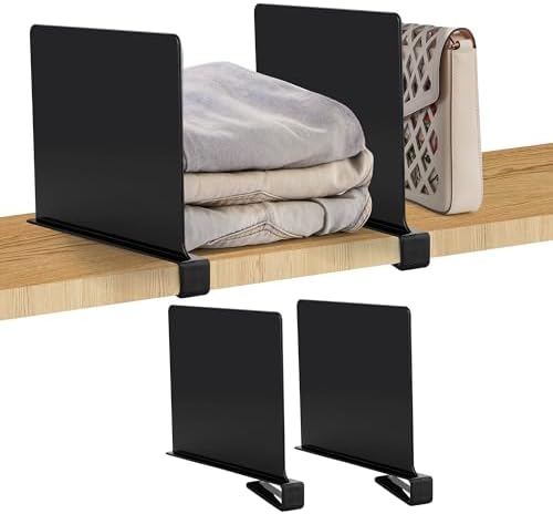 Matte Black Acrylic Shelf Dividers for Closets Organizer & Storage,2 Pack