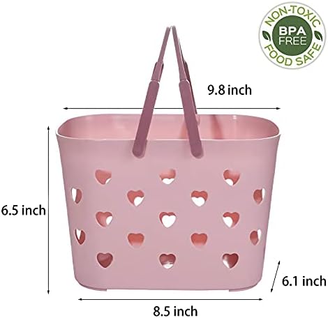 Portable Shower Caddy with Handle Plastic Shower Basket Organizer, Pink | Bathroom Caddy Storage Tote Cleaning Supply Caddy for College Dorm, Kitchen, Pantry, Garage