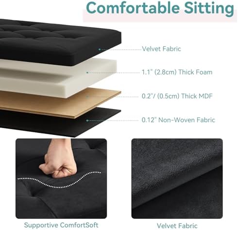BRIAN & DANY Folding Storage Ottoman Bench, Ottoman with Storage, Foot Rest, Benches Seat for Bedroom, Living Room, Entryway, Long Shoes Bench, 15.7" x 31.5" x 15.7" Black