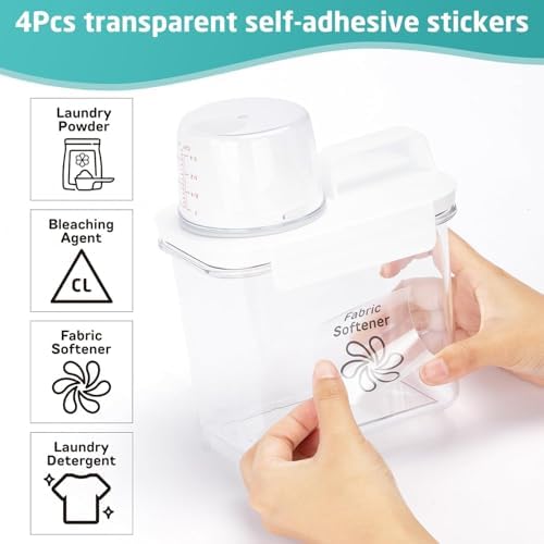 Laundry Detergent Dispenser-2 Pack, 70 oz Detergent Dispenser with 4 Removable Labels, Laundry Soap Dispenser for Laundry Room Organization and Storage, BPA Free & PET Plastic Clear