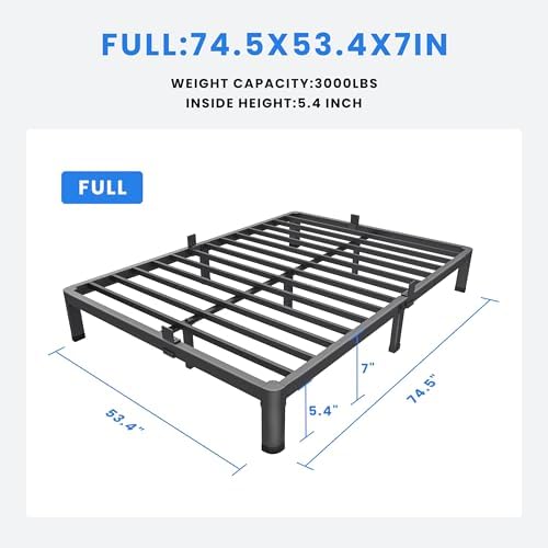 MAF 7 Inch Full Size Metal Platform Bed Frame with Round Corner Legs
