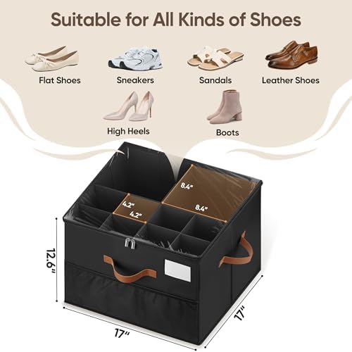 Shoe Organizer for Closet, Adjustable Storage Box Holds 32 Pairs