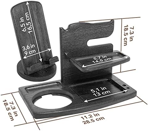 Gifts for Men, Fathers Day Wood Phone Docking Station for Dad, Desk or Nightstand Organizer, Mens Gifts for Husband, Birthday Gifts for Men,Gifts for Fathers Day, Key Holder Wallet, Watch & Essentials