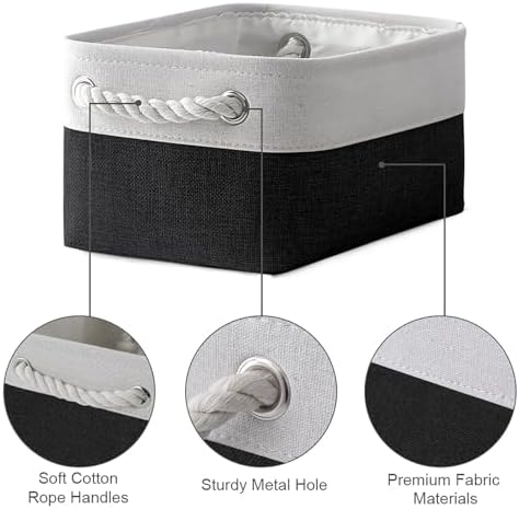 TheWarmHome Storage Bins for Shelves - 12x8x5.2 inch 1 Pack Storage Baskets for Gifts Empty for Closet Organizing Dog Gift Cloth Toy Cubes Box (White & Black)