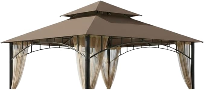 Garden Winds Reinforced RipLock 350 Replacement Canopy Top Cover Compatible with Madaga 10’ x 10’ Gazebo Models L-GZ136PST, L-GZ136PST-7, L-GZ136PST-2 - Nutmeg