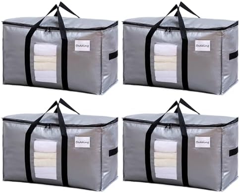 TAILI 4 Pack Silver Extra Large Moving Bags,Storage Bag with Visible Window