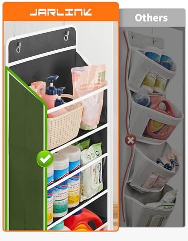JARLINK Over The Door Toy Storage Organizer w/Clear Window, Black, 2 Pack | Anti-Tilt 44 lb Load Capacity, Baby Toy Storage Organizer for Stuffed Animals, Nursery, Kid Bedroom, Newborn Baby Essentials