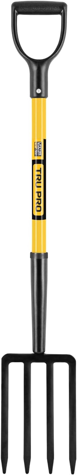 Truper TruPro Spading Fork, 4 Tines, 30-Inch Fiberglass D-Handle (Model BJ-4F / 30299)