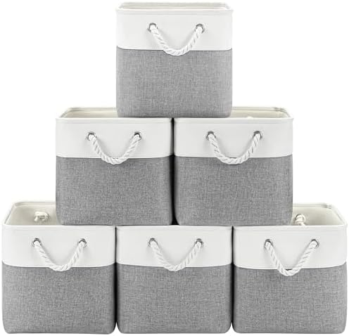 Patvingot 11-Inch Fabric Cube Storage Bins with Handles,6 Pack,Foldable
